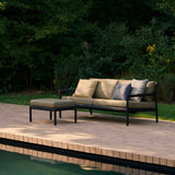 Jack outdoor sofa - varnished teak - black - Green fabric - 2+ seater White Cliff Studio Outdoor Sofa