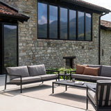 Jack outdoor sofa - varnished teak - black - Mocha fabric - 2+ seater White Cliff Studio Outdoor Sofa