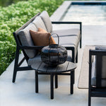Jack outdoor sofa - varnished teak - black - Mocha fabric - 3+ seater White Cliff Studio Outdoor Sofa