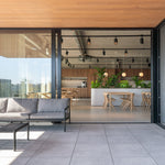 Jack outdoor sofa - varnished teak - black - Mocha fabric - 3+ seater White Cliff Studio Outdoor Sofa