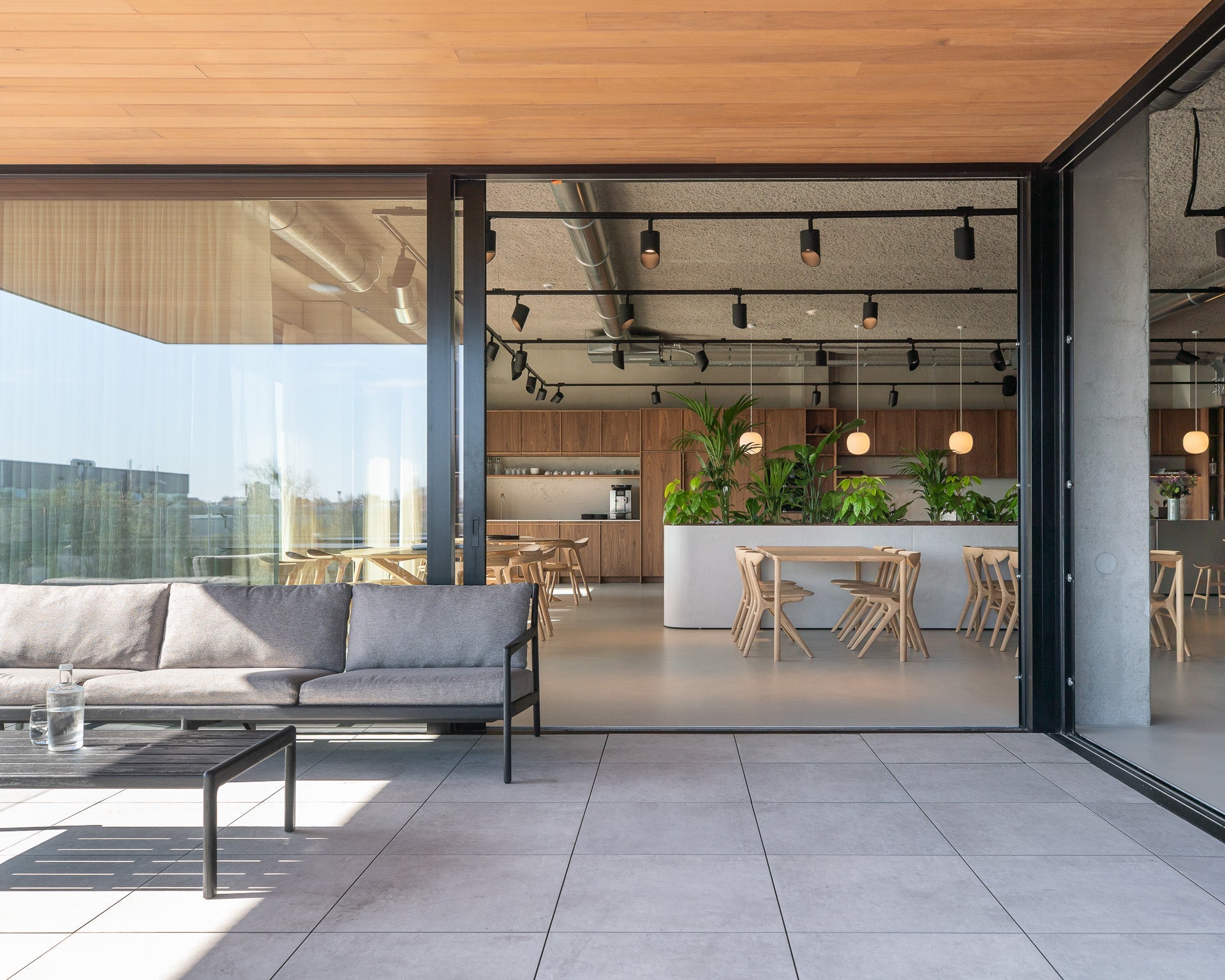 Jack outdoor sofa - varnished teak - black - Mocha fabric - 3+ seater White Cliff Studio Outdoor Sofa