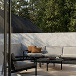 Jack outdoor sofa - varnished teak - black - Mocha fabric - 3+ seater White Cliff Studio Outdoor Sofa