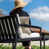 Jack outdoor sofa - varnished teak - black - Off White fabric - 2+ seater White Cliff Studio Outdoor Sofa