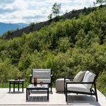 Jack outdoor sofa - varnished teak - black - Off White fabric - 2+ seater White Cliff Studio Outdoor Sofa