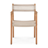Jack Woven outdoor dining chair - teak - Beige cord - with arms White Cliff Studio Outdoor Dining Chair