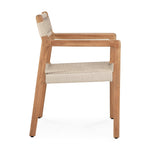 Jack Woven outdoor dining chair - teak - Beige cord - with arms White Cliff Studio Outdoor Dining Chair
