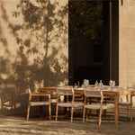 Jack Woven outdoor dining chair - teak - Beige cord - with arms White Cliff Studio Outdoor Dining Chair