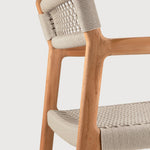 Jack Woven outdoor dining chair - teak - Beige cord - with arms White Cliff Studio Outdoor Dining Chair