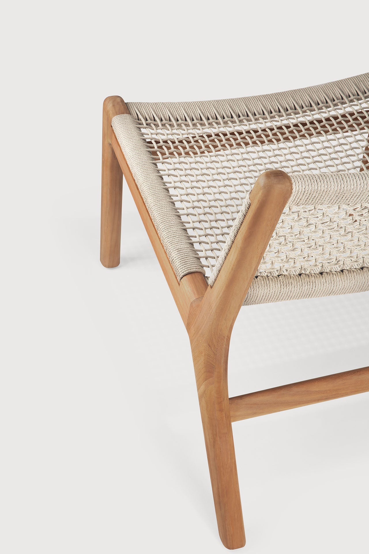 Jack Woven outdoor lounge chair - teak - Beige cord White Cliff Studio Outdoor Lounge Chair