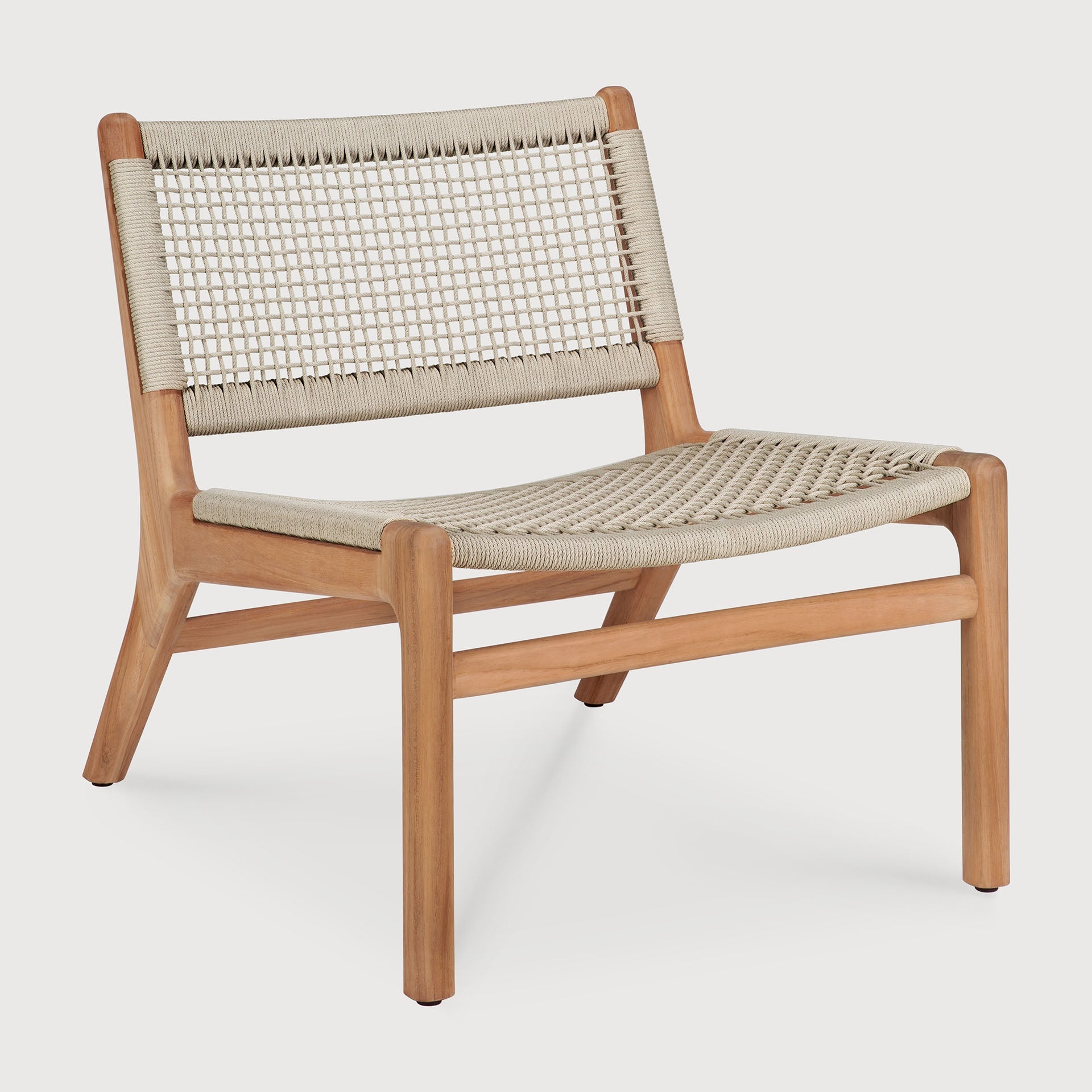 Jack Woven outdoor lounge chair - teak - Beige cord White Cliff Studio Outdoor Lounge Chair