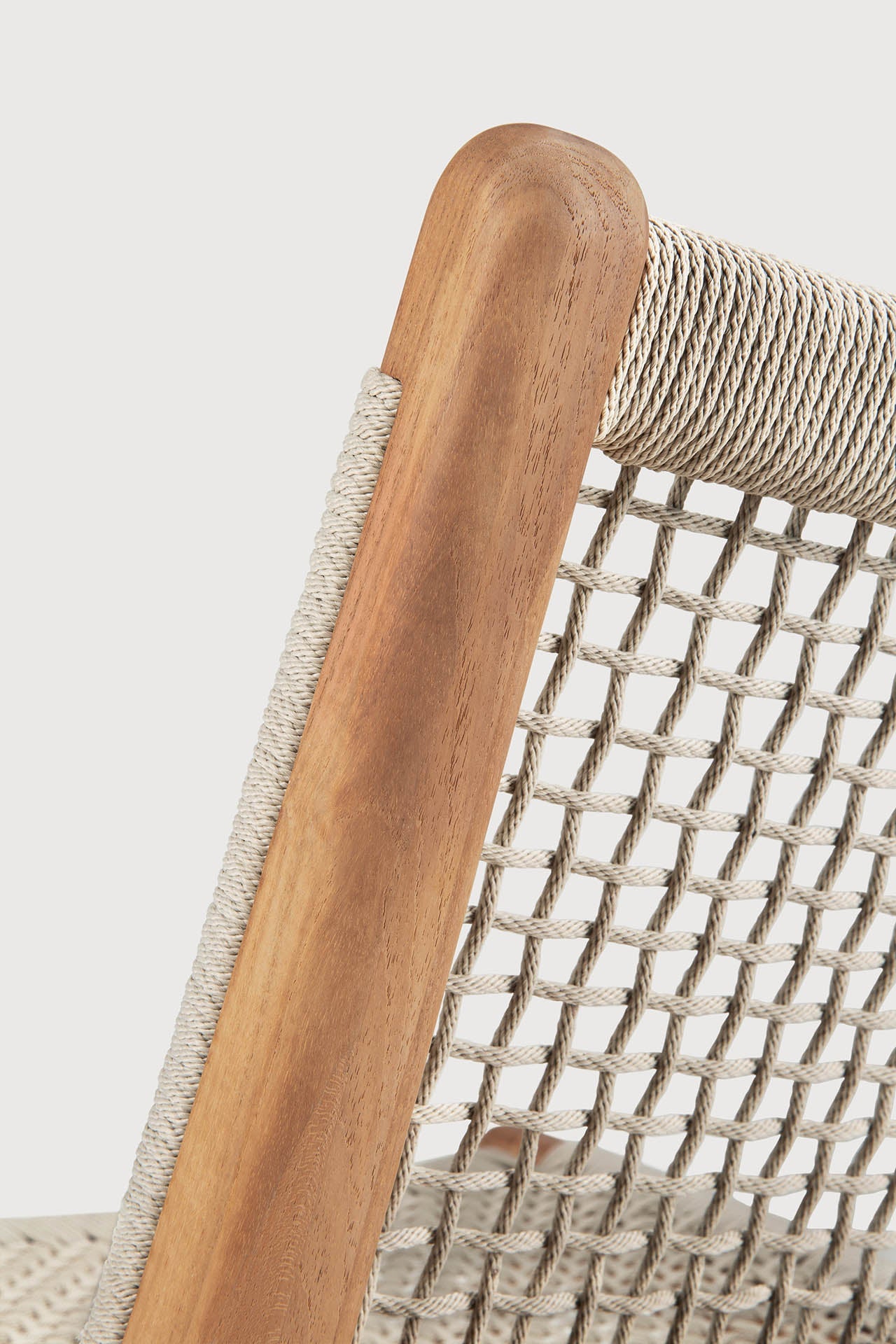 Jack Woven outdoor lounge chair - teak - Beige cord White Cliff Studio Outdoor Lounge Chair