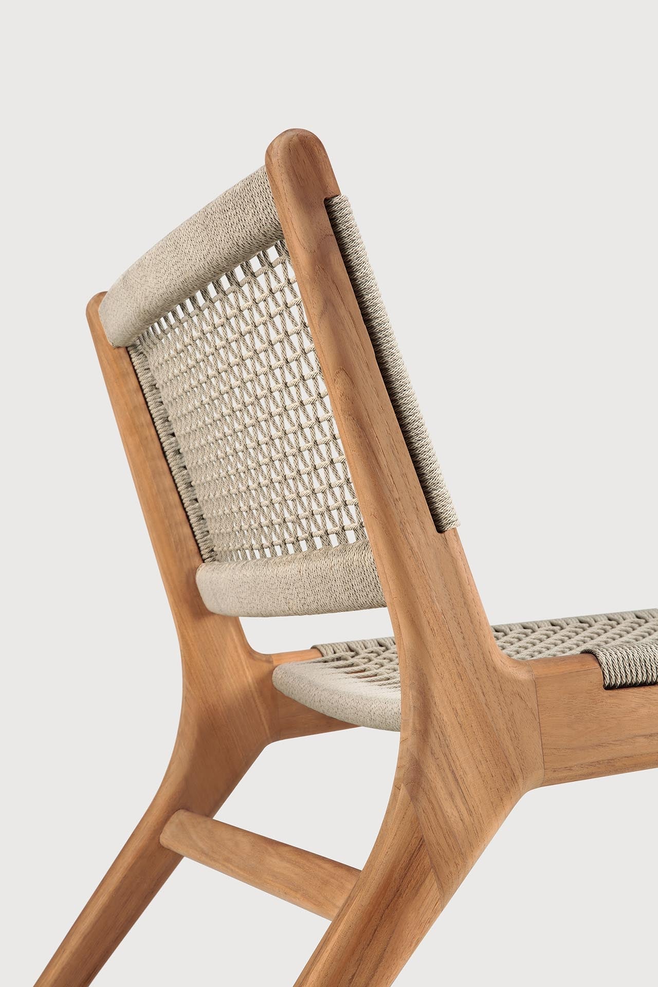 Jack Woven outdoor lounge chair - teak - Beige cord White Cliff Studio Outdoor Lounge Chair