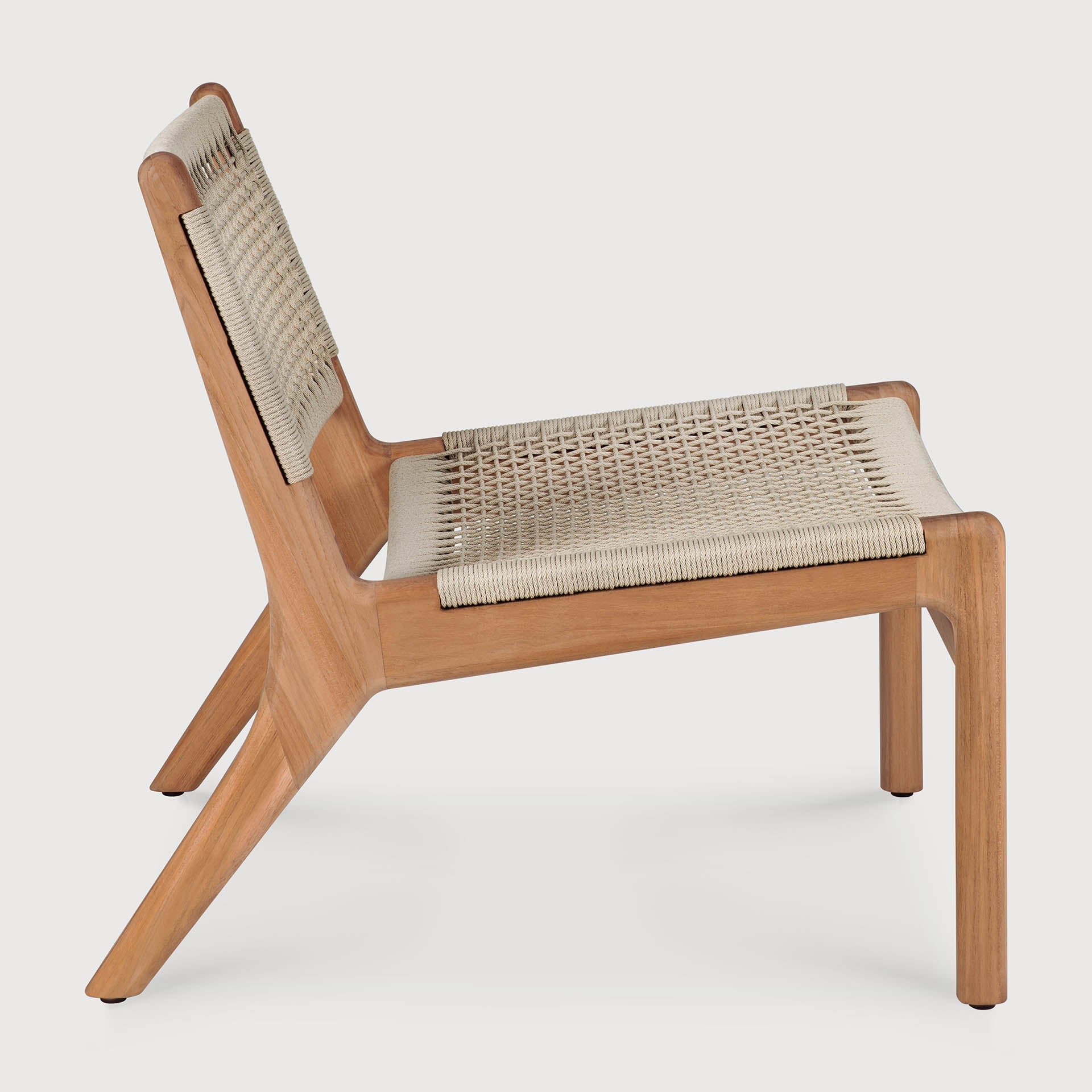 Jack Woven outdoor lounge chair - teak - Beige cord White Cliff Studio Outdoor Lounge Chair