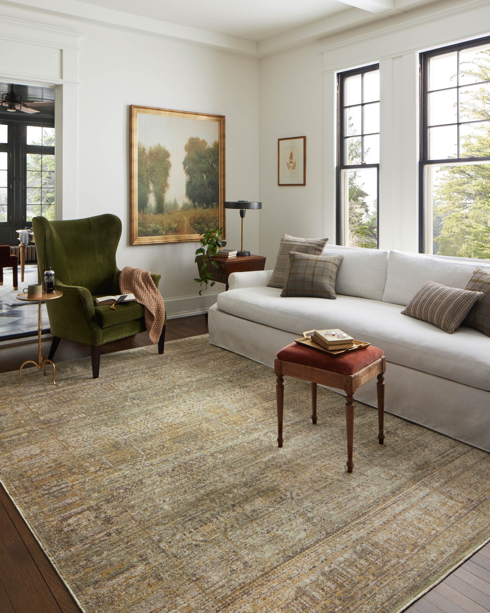 Jean Stoffer x Loloi Bradbury Dove / Gold 10' - 0" x 14' - 0" Area Rug White Cliff Studio Area Rugs