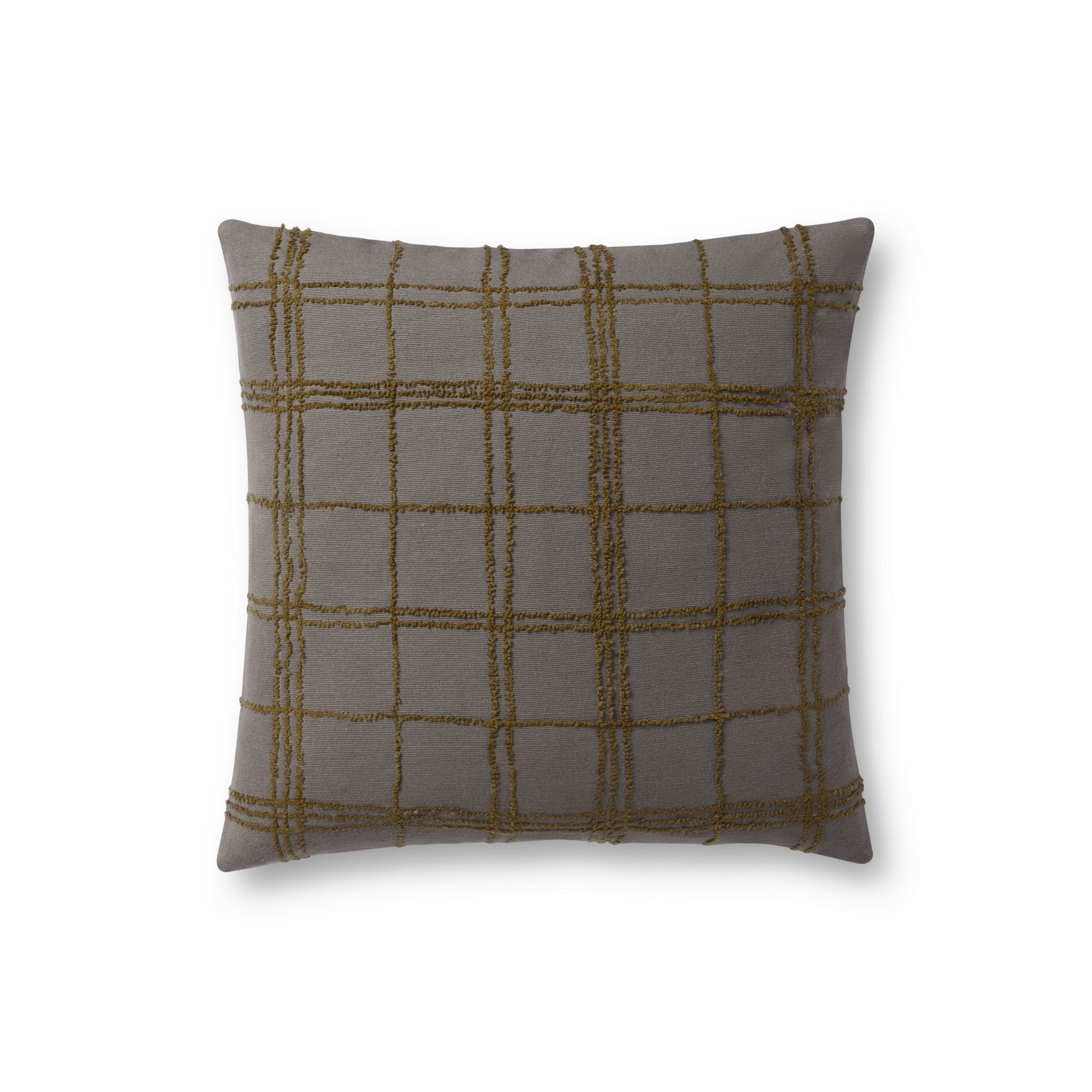Jean Stoffer x Loloi Edward Charcoal / Olive 18'' x 18'' Cover w/Down Pillow White Cliff Studio Throw Pillows