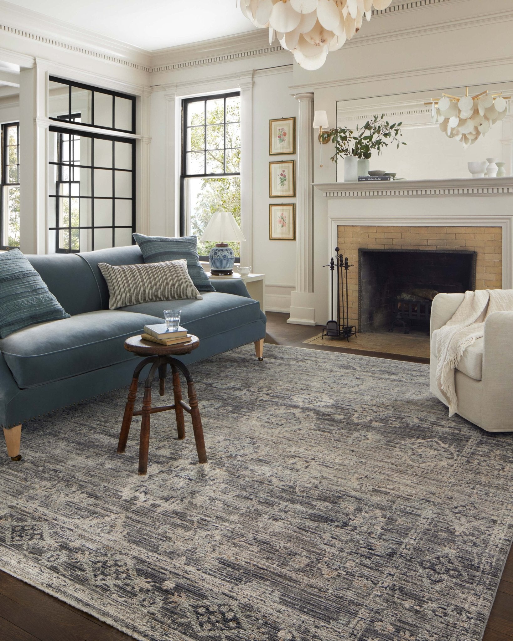 Jean Stoffer x Loloi Katherine Graphite / Jade 11' - 6" x 15' - 7" Area Rug White Cliff Studio Area Rugs