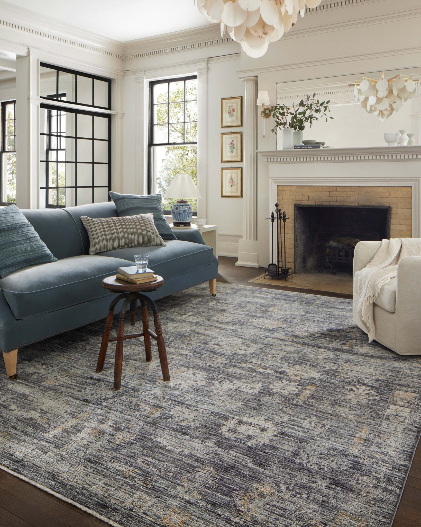 Jean Stoffer x Loloi Katherine Ink / Jade 11' - 6" x 15' - 7" Area Rug White Cliff Studio Area Rugs