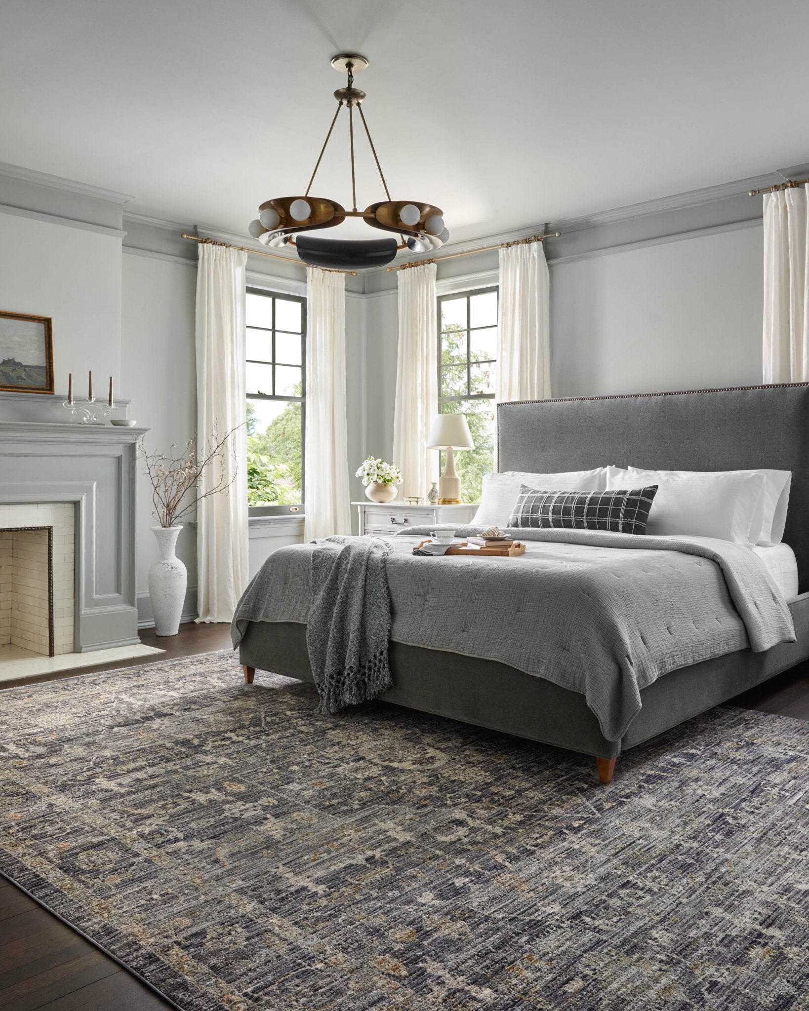 Jean Stoffer x Loloi Katherine Midnight/ Tobacco 11' - 6" x 15' - 7" Area Rug White Cliff Studio Area Rugs