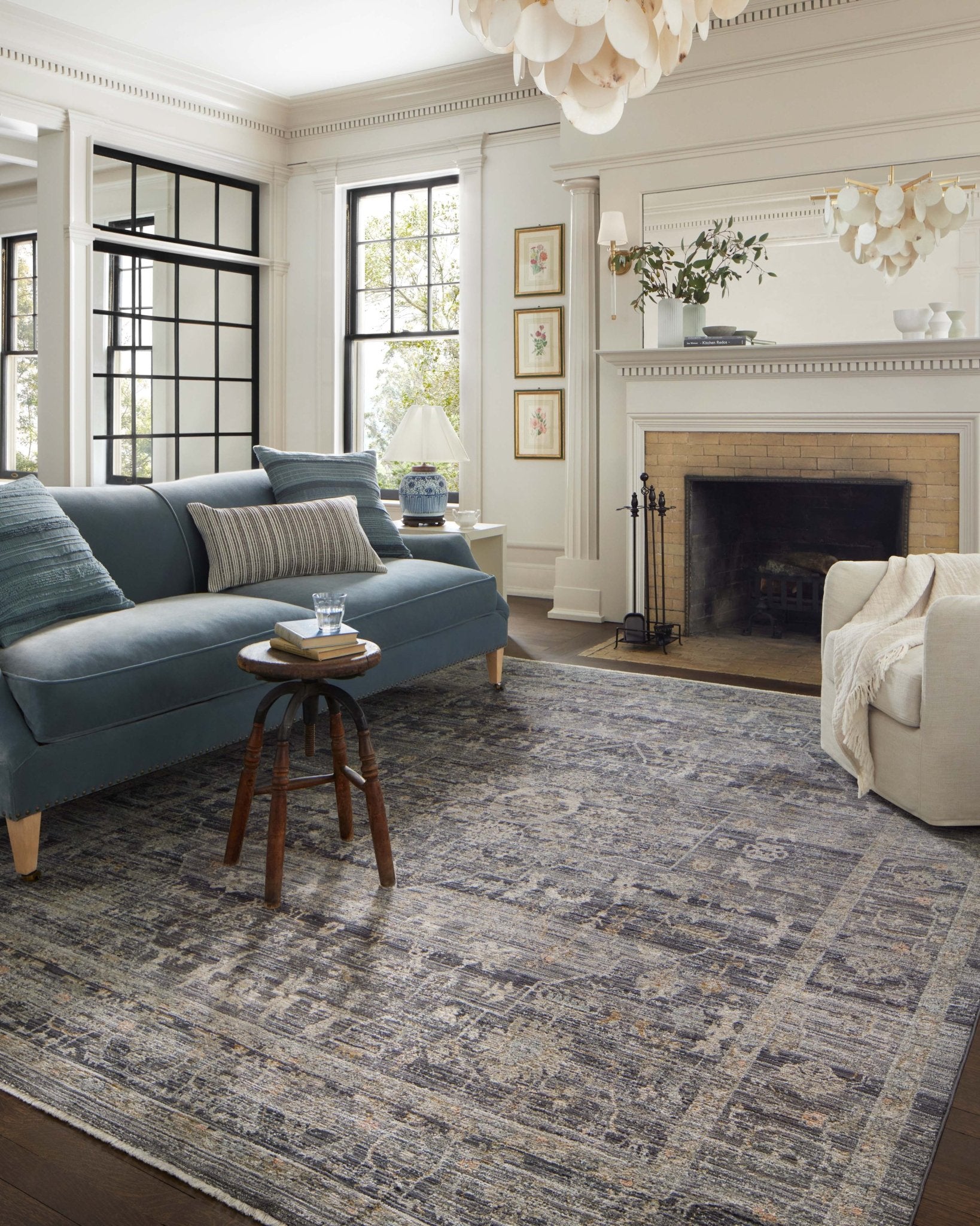 Jean Stoffer x Loloi Katherine Midnight/ Tobacco 11' - 6" x 15' - 7" Area Rug White Cliff Studio Area Rugs