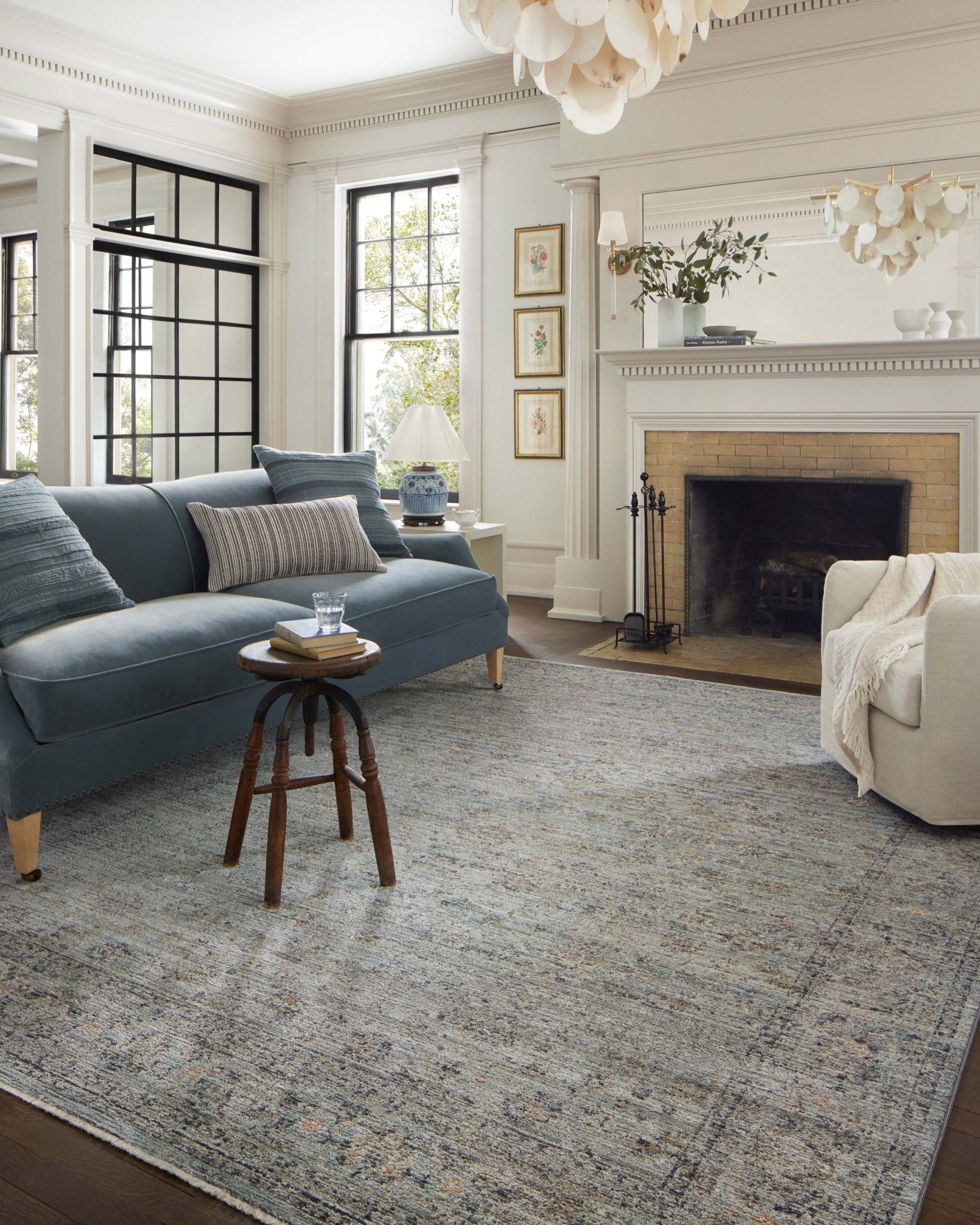 Jean Stoffer x Loloi Katherine Ocean / Gold 11' - 6" x 15' - 7" Area Rug White Cliff Studio Area Rugs