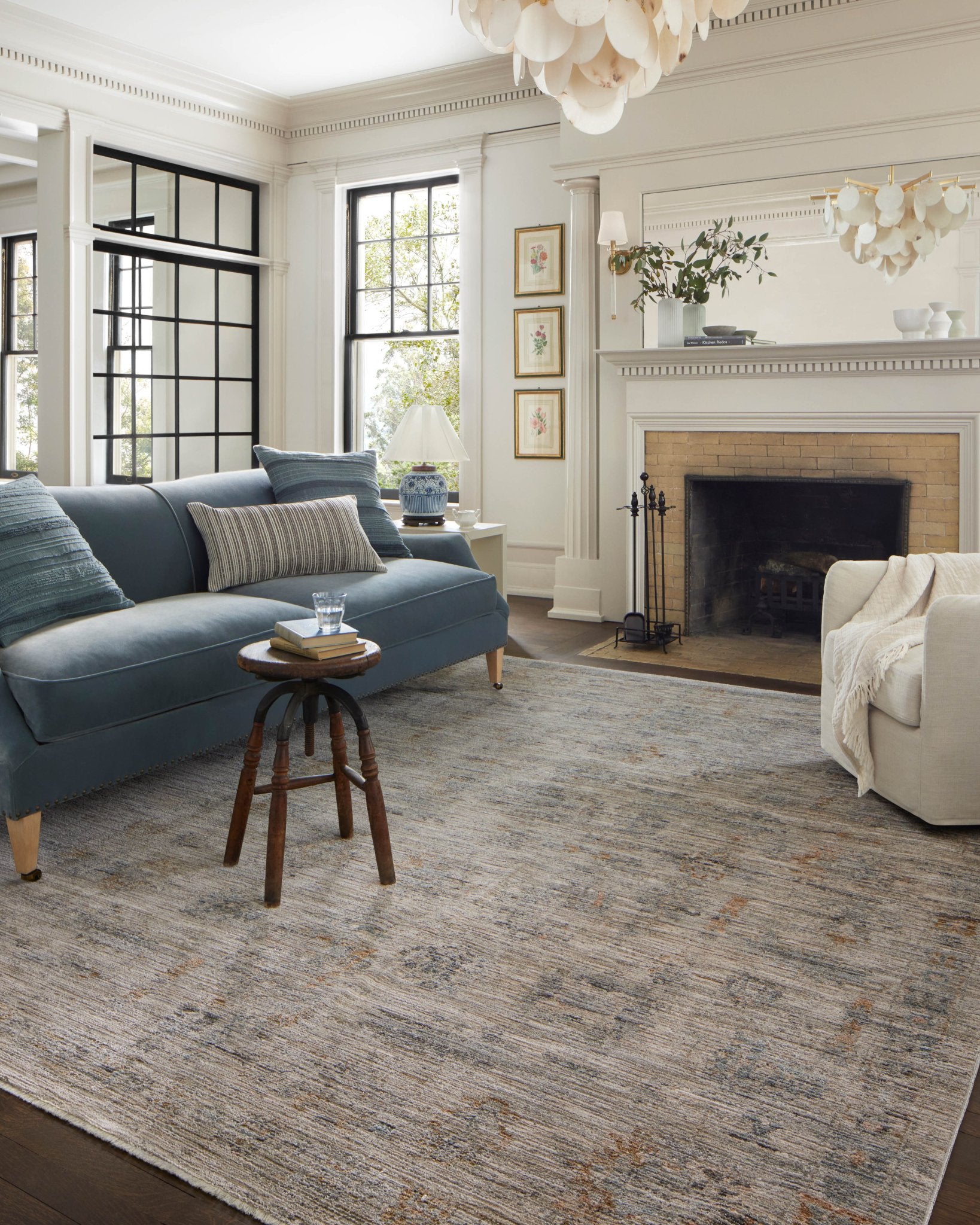 Jean Stoffer x Loloi Katherine Pebble / Ocean 11' - 6" x 15' - 7" Area Rug White Cliff Studio Area Rugs