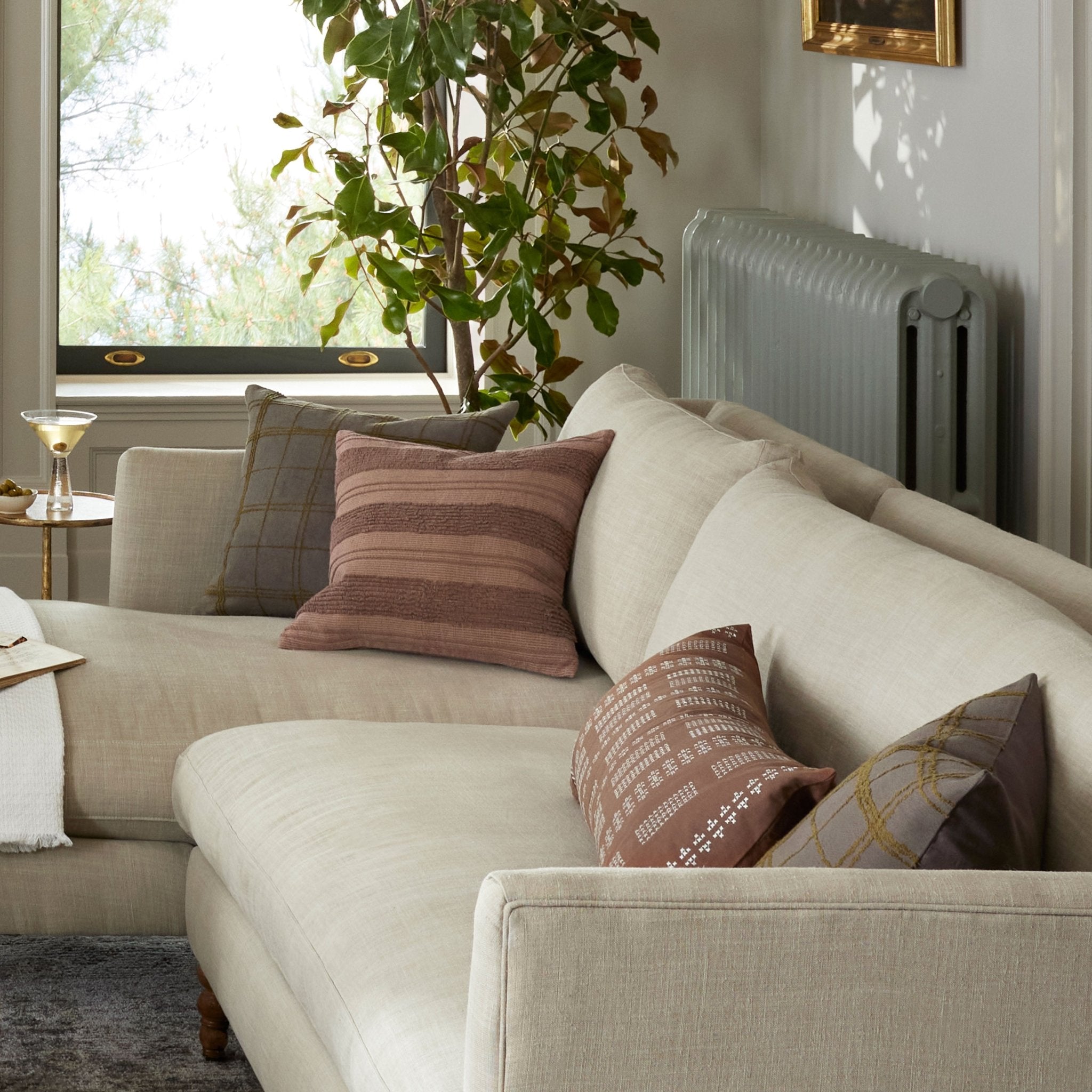 Jean Stoffer x Loloi Kristy Clay 18'' x 18'' Cover w/Down Pillow White Cliff Studio Throw Pillows