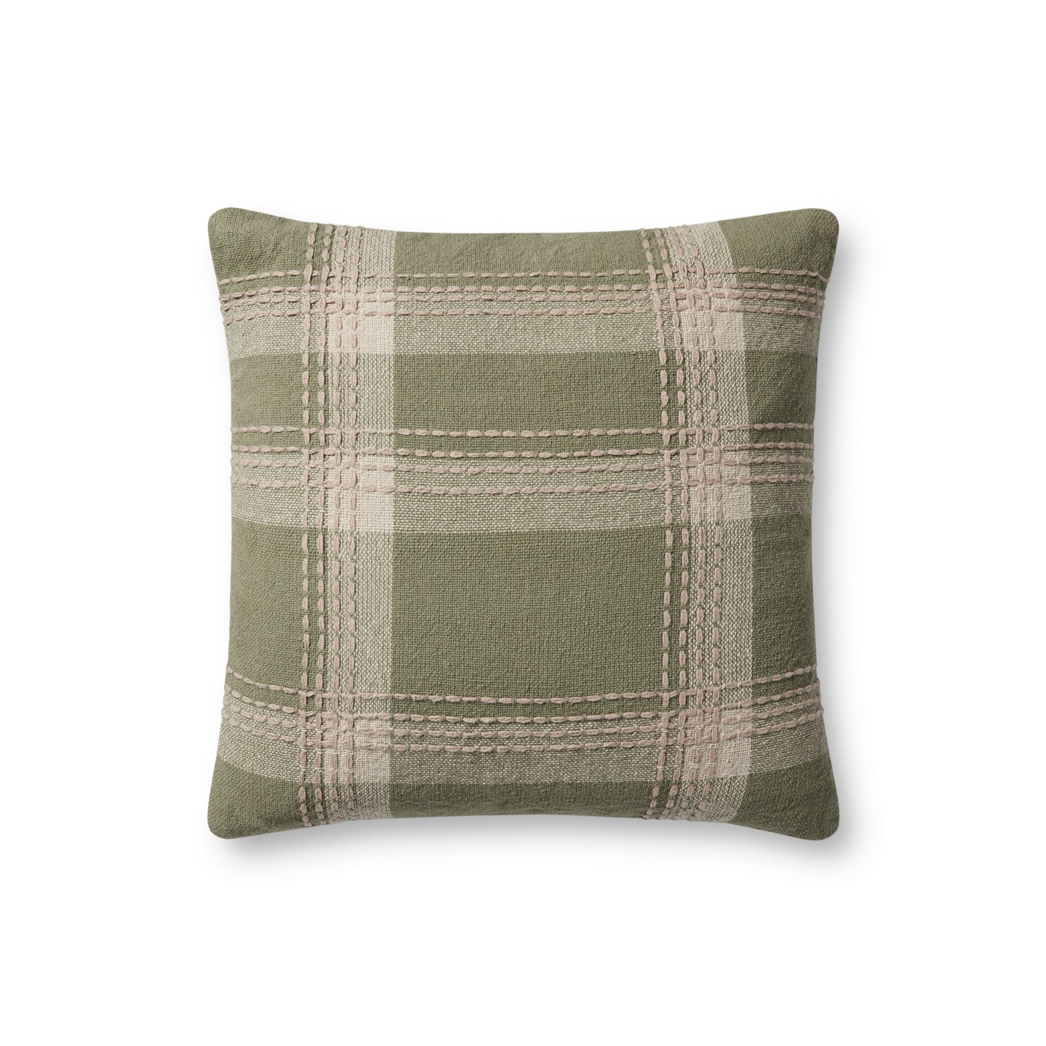 Jean Stoffer x Loloi PJS0016 Green / Multi 18'' x 18'' Cover Only Pillow White Cliff Studio Throw Pillows