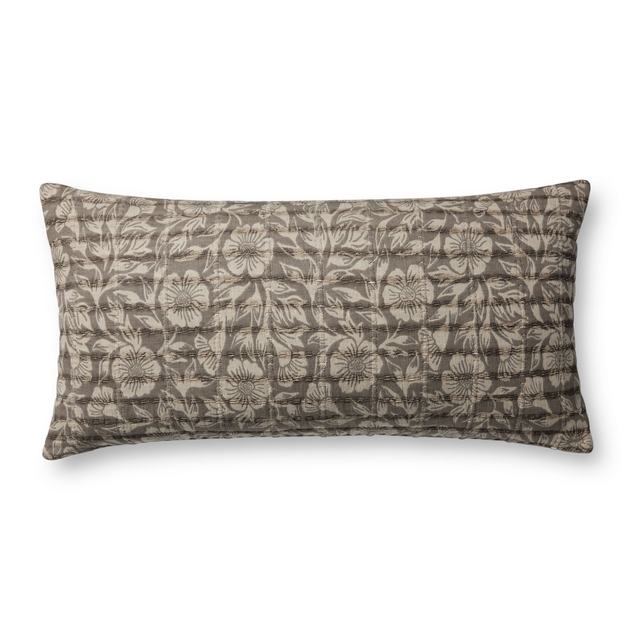 Jean Stoffer x Loloi PJS0021 Chocolate 12'' x 27'' Cover Only Pillow White Cliff Studio Throw Pillows