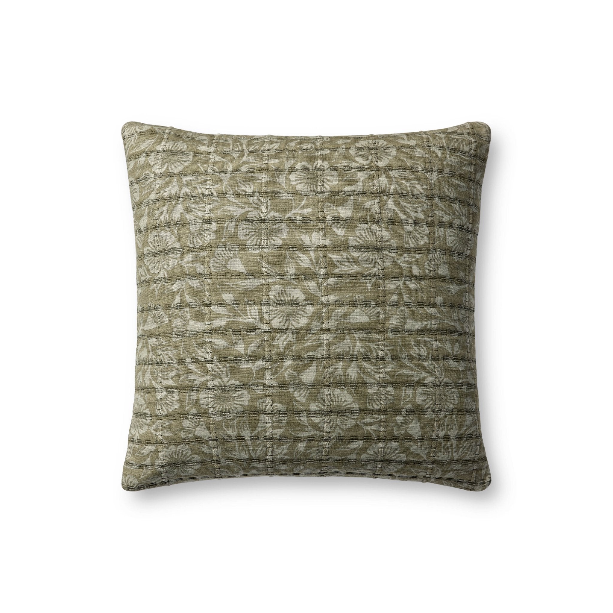 Jean Stoffer x Loloi PJS0024 Green / Grey 18'' x 18'' Cover Only Pillow White Cliff Studio Throw Pillows
