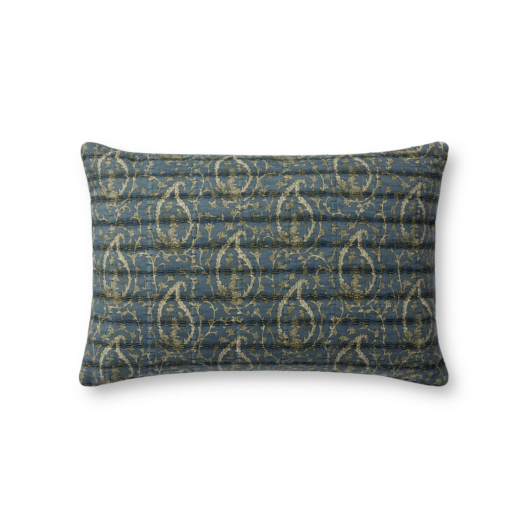 Jean Stoffer x Loloi PJS0025 Blue / Green 13'' x 21'' Cover Only Pillow White Cliff Studio Throw Pillows