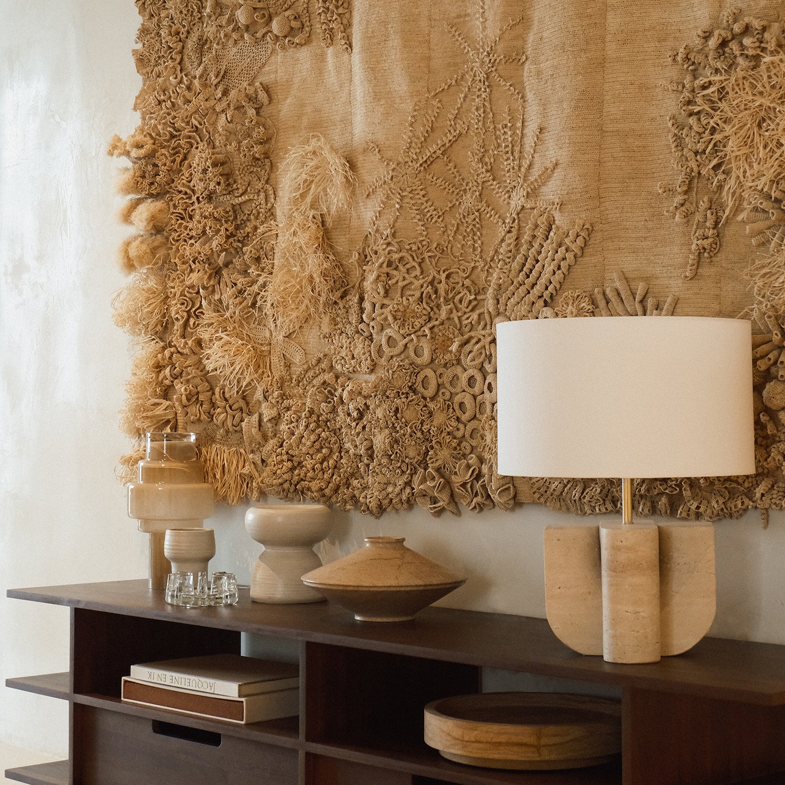 Kabuki TV cupboard - varnished teak - brown - 2 drawers White Cliff Studio Media Console