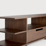 Kabuki TV cupboard - varnished teak - brown - 2 drawers White Cliff Studio Media Console