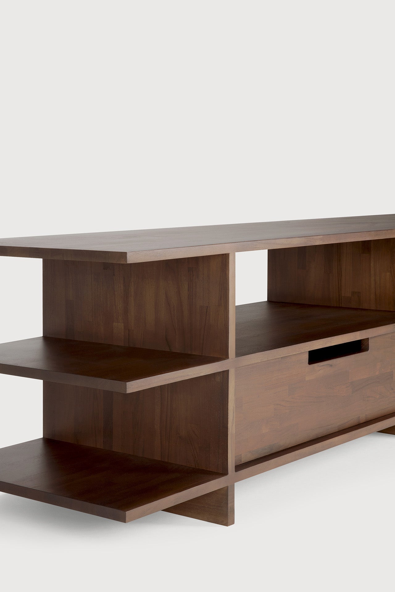 Kabuki TV cupboard - varnished teak - brown - 2 drawers White Cliff Studio Media Console