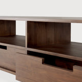 Kabuki TV cupboard - varnished teak - brown - 2 drawers White Cliff Studio Media Console