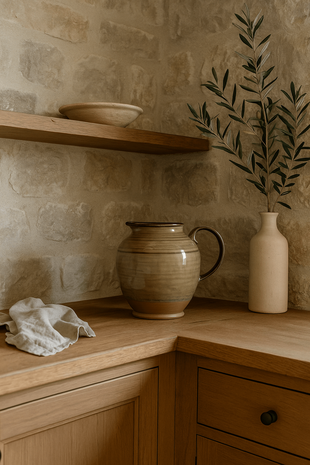 Large Stoneware Pitcher – 72 oz., Reactive Glaze Finish White Cliff Studio Pitcher