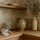 Large Stoneware Pitcher – 72 oz., Reactive Glaze Finish White Cliff Studio Pitcher