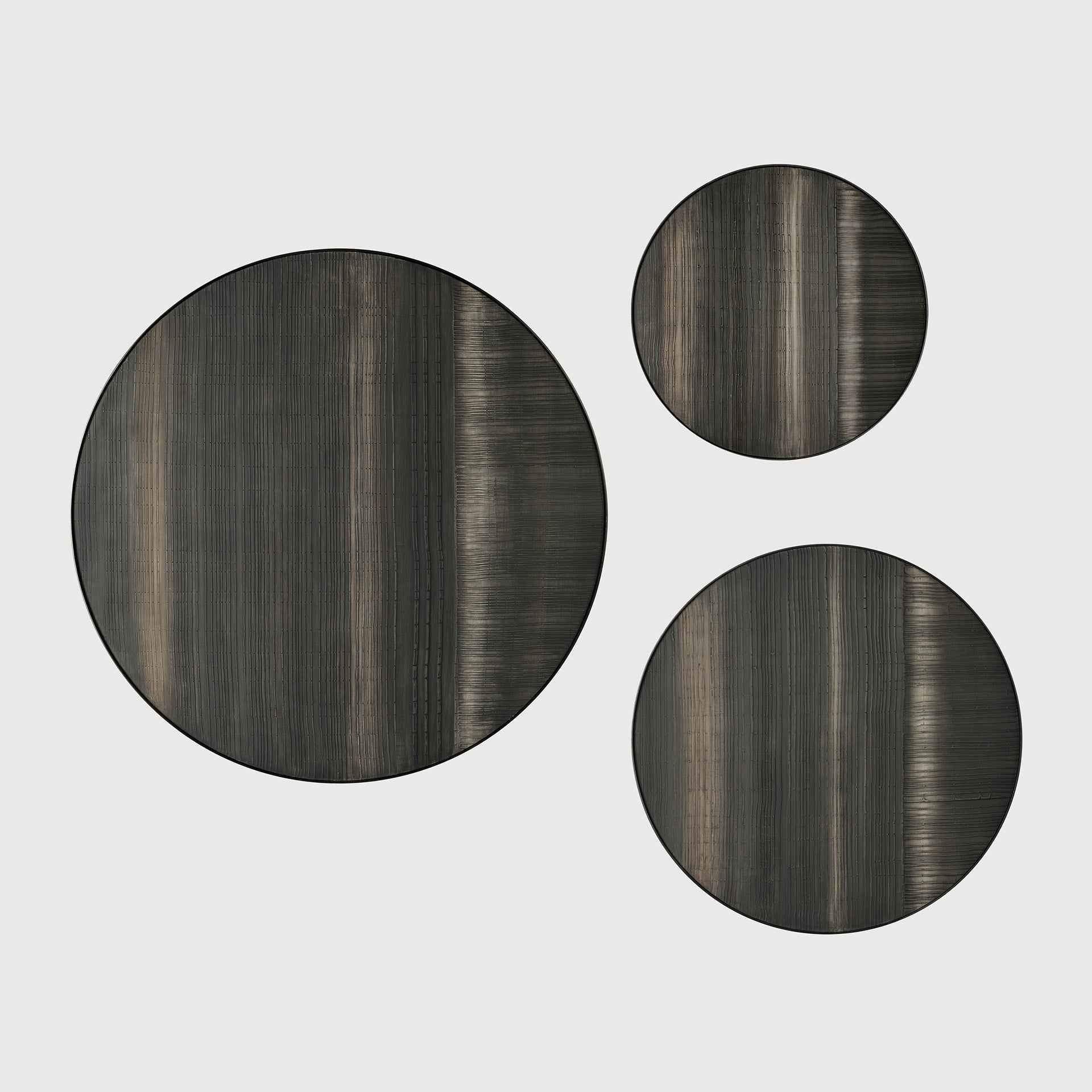 Layered Clay wall art - black metal frame - round - L White Cliff Studio Wall Decor & Art