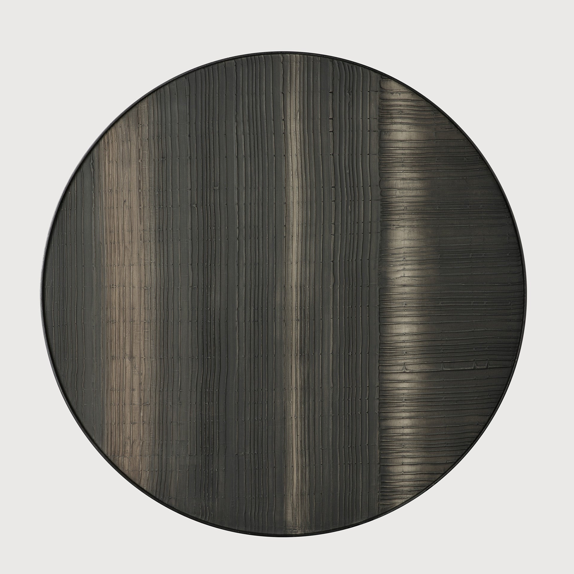 Layered Clay wall art - black metal frame - round - M White Cliff Studio Wall Decor & Art