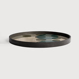Layered Dots tray - glass - Slate - round - L White Cliff Studio Trays