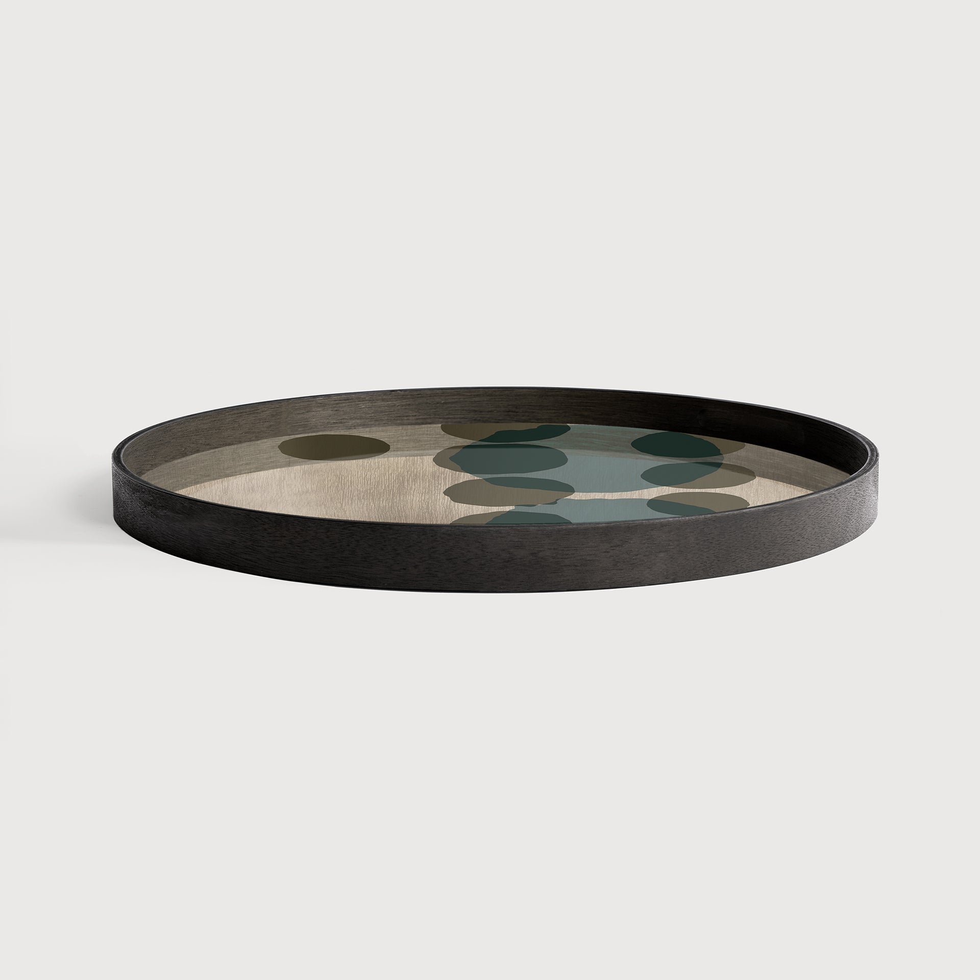 Layered Dots tray - glass - Slate - round - L White Cliff Studio Trays