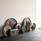 Layered Dots tray - glass - Slate - round - L White Cliff Studio Trays