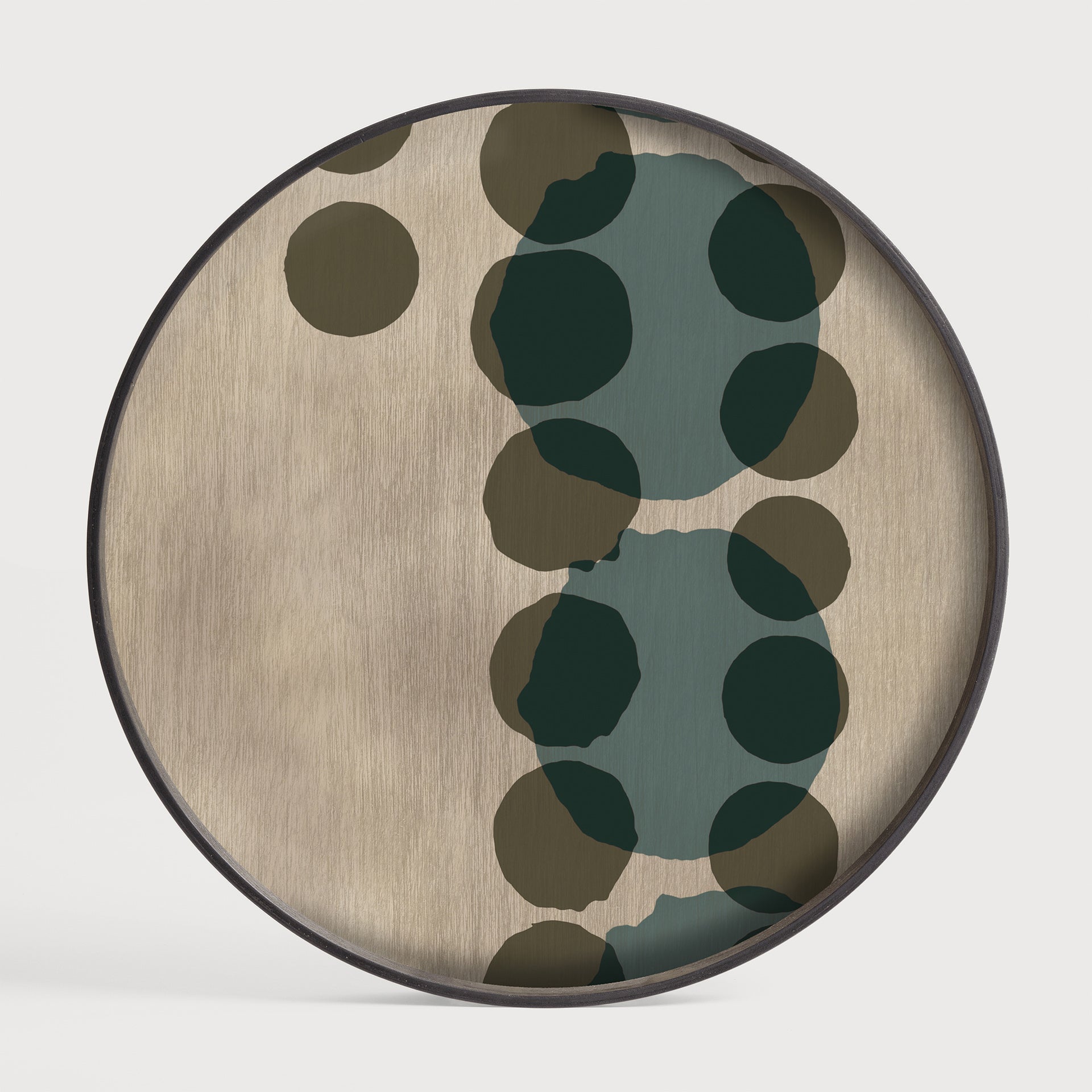 Layered Dots tray - glass - Slate - round - L White Cliff Studio Trays