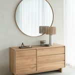 Layers wall mirror - varnished oak frame - round White Cliff Studio Wall Mirror