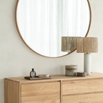 Layers wall mirror - varnished oak frame - round White Cliff Studio Wall Mirror