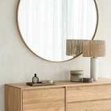 Layers wall mirror - varnished oak frame - round White Cliff Studio Wall Mirror