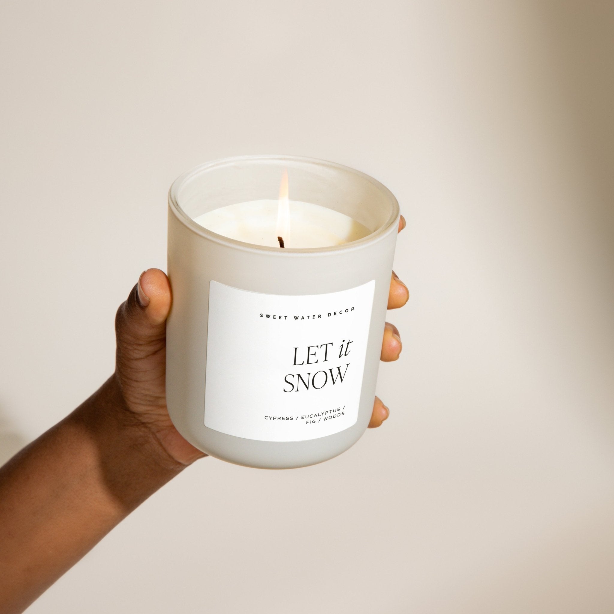 Let It Snow Soy Candle - Tan Matte Jar - 15 oz White Cliff Studio Candles and Candle Accessories