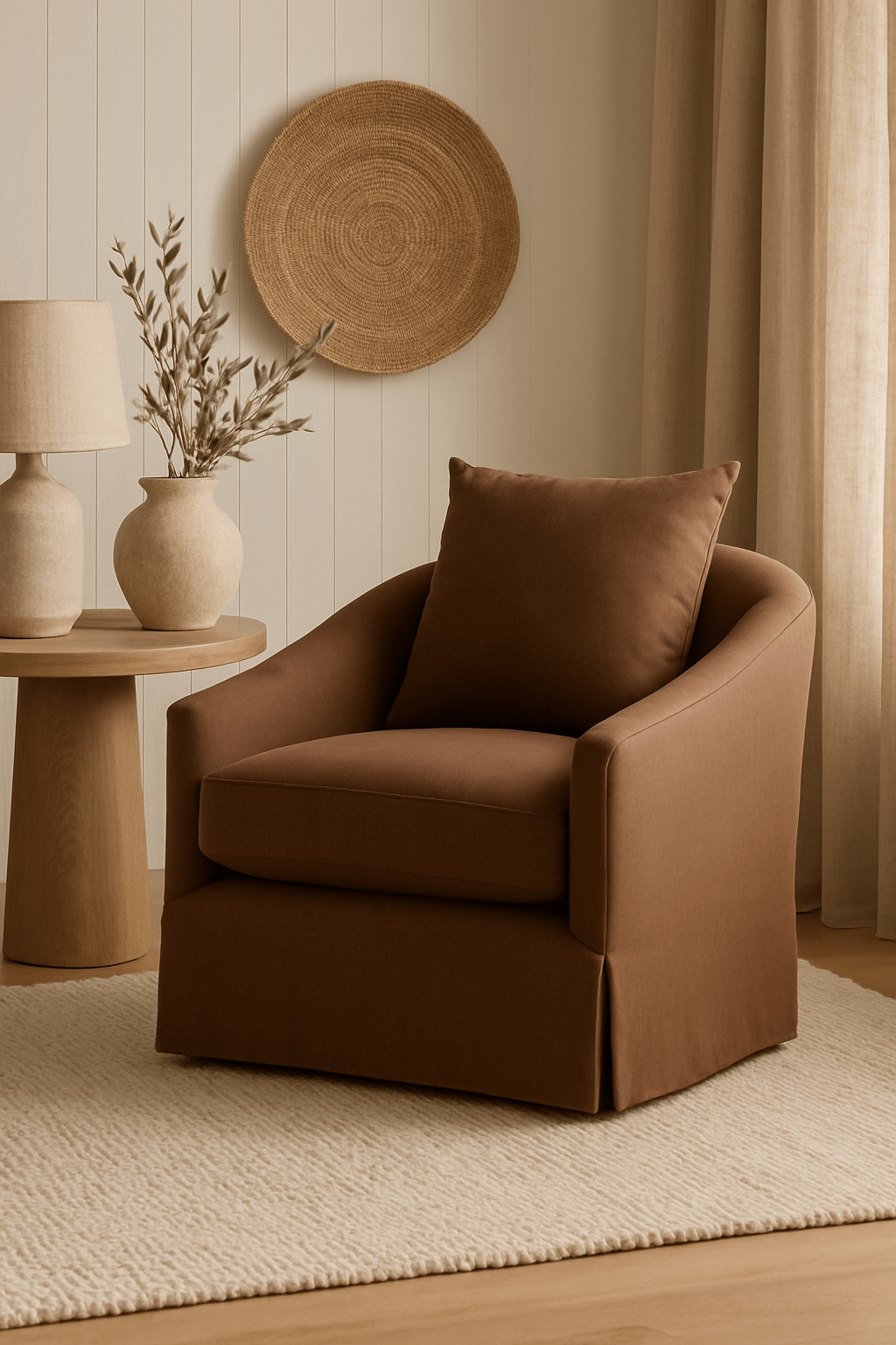 Lina Swivel Chair Coffee White Cliff Studio Lounge Chair