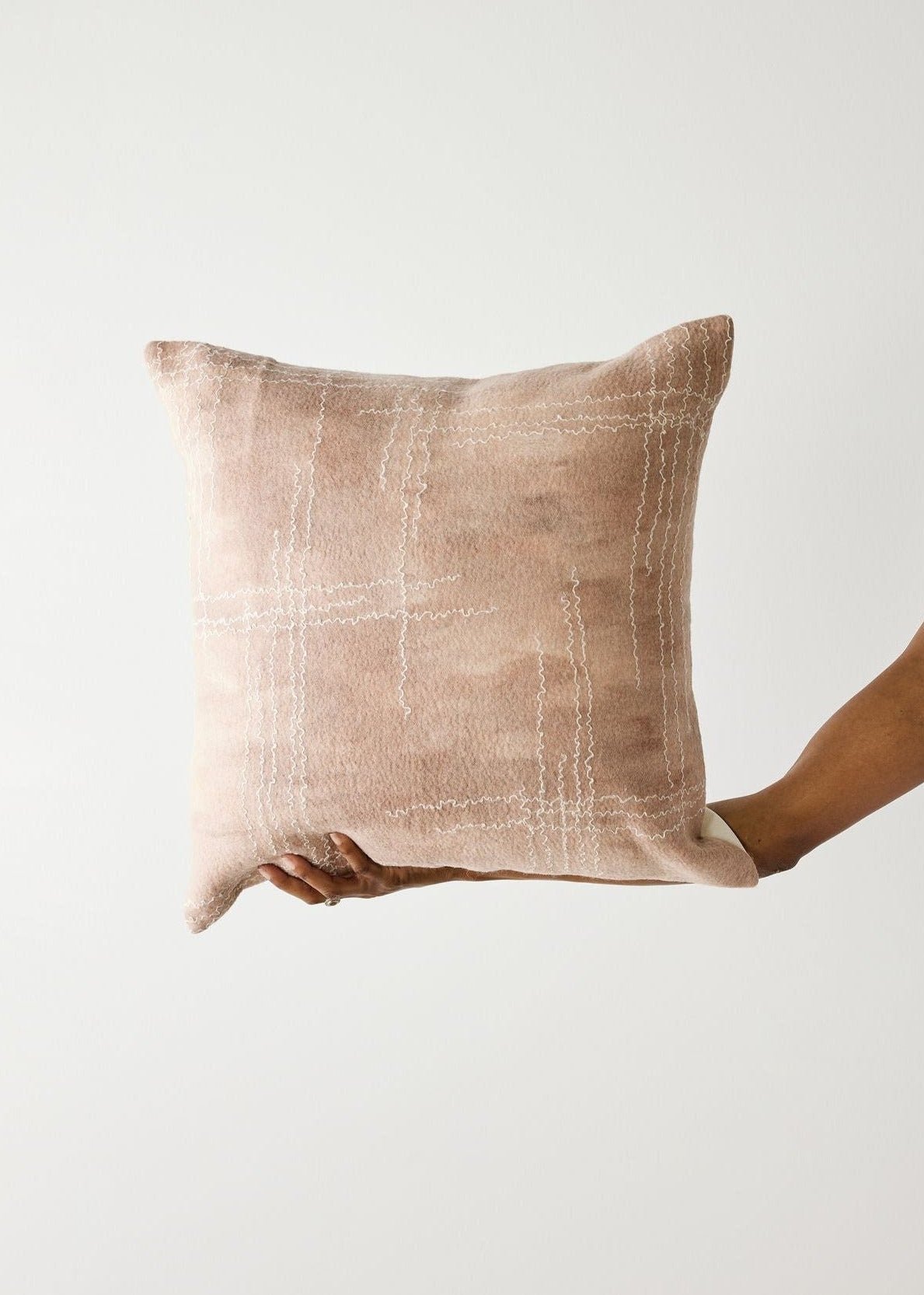 Linear Dusty Rose Hand - Felted Merino Wool Throw Pillow