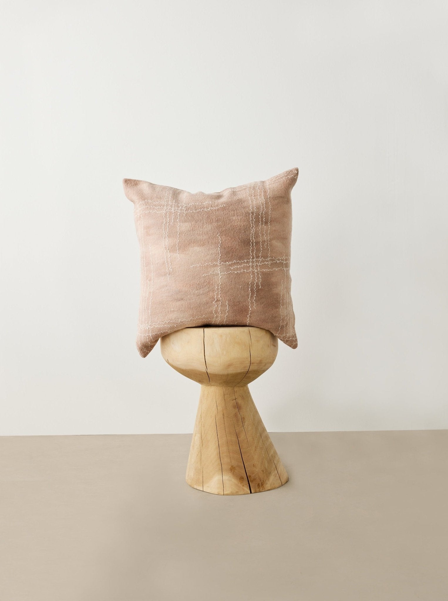 Linear Dusty Rose Hand - Felted Merino Wool Throw Pillow