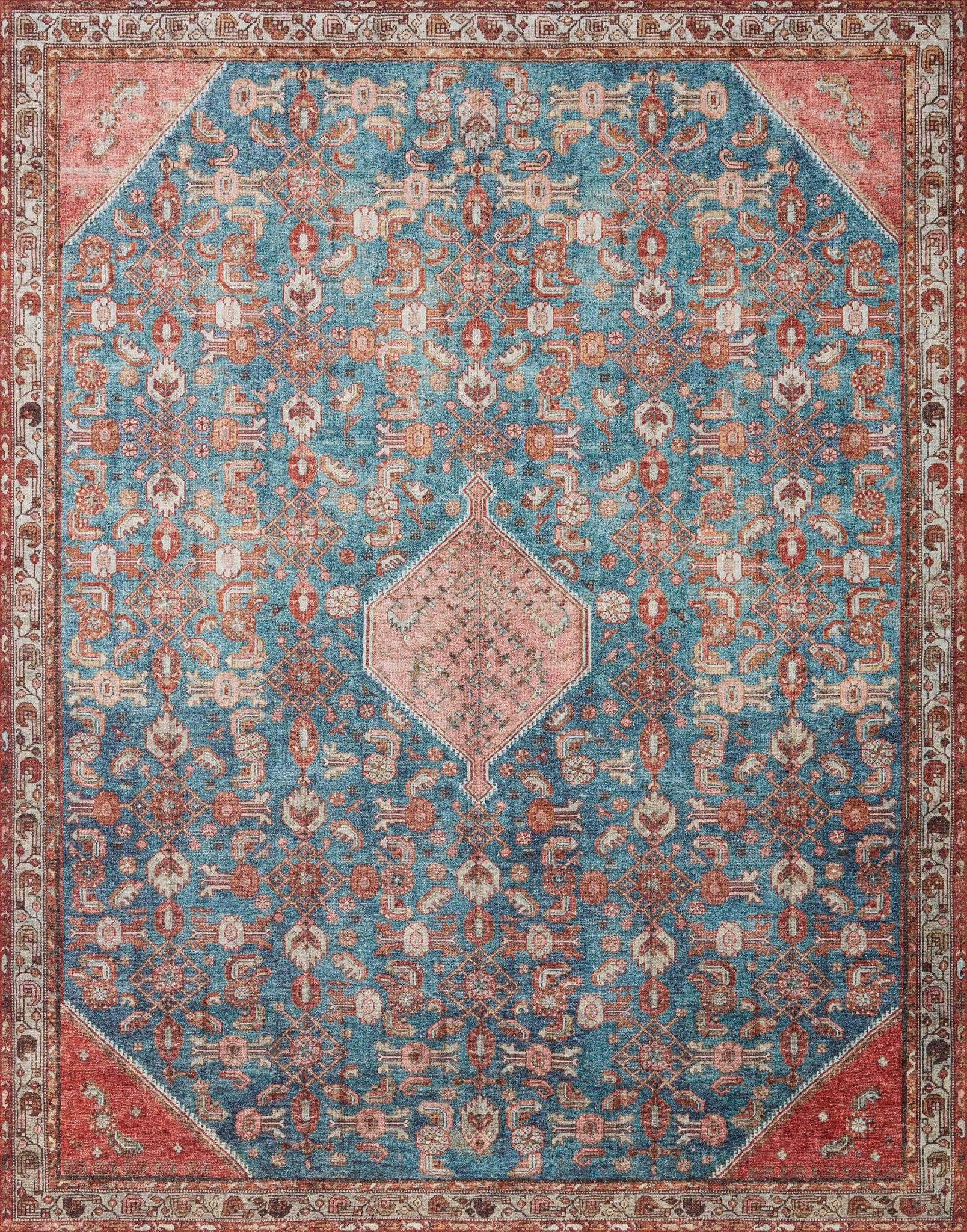 Clay Patterned Rug Loloi II Layla Marine / Clay Rug Luxury Accent – White Cliff Studio